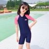 2089 - Bộ bơi liền cộc tay Yuke phối màu ngực in khủng long Dino size XL - 5XL