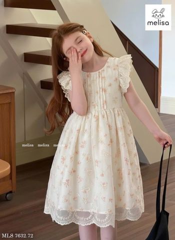 MLSDCC.7632 - Váy Melisa hoa vàng ly ngực vai tiên size 1-10y