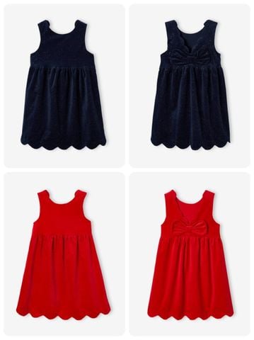 V00110 - Váy nhung dự tiệc bé gái 2 màu đỏ/navy size 2-14y