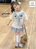 MLSBCC.7777 - Bộ Melisa áo kem in mickey + chân váy kẻ caro xanh size 2-12y