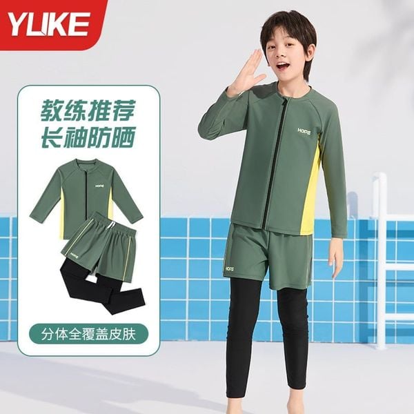 YY2458 - Bộ bơi 2ct YUKE dài tay chống nắng + quần dài HOPE 2 màu cho bé size XL-6XL (120-170)