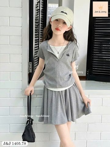 BJJTC.1405 - Set 3ct Jam & Jenny áo trắng + bộ ghi/vàng cho bé gái size 2-12y