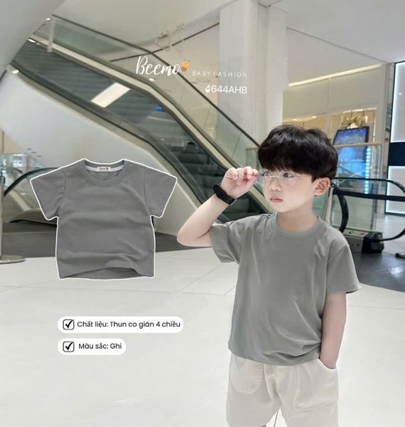 ABT921 - Áo cotton Beemo cổ tròn trơn nhiều màu cho bé size 80-130