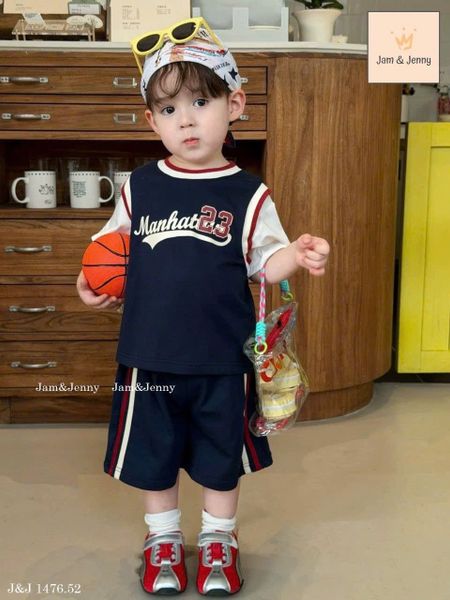 JJBCC.1476 - Set bộ Jam & Jenny màu navy 23 phối tay trắng size 2 - 12y