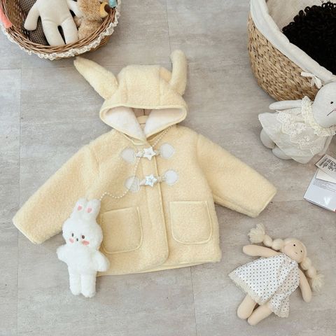 AK15 - Áo khoác lông màu vàng tai thỏ + túi thỏ bông trắng size 90 - 130