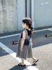VAY130 - Set áo đen + quần yếm caro June size 2-12y