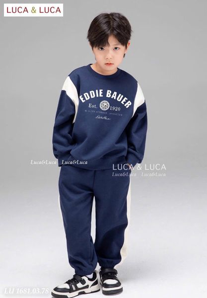 Lu 1681 - Bộ nỉ hai da Luca phối tay Eddie Bauer 2 màu bé trai size 2-12y