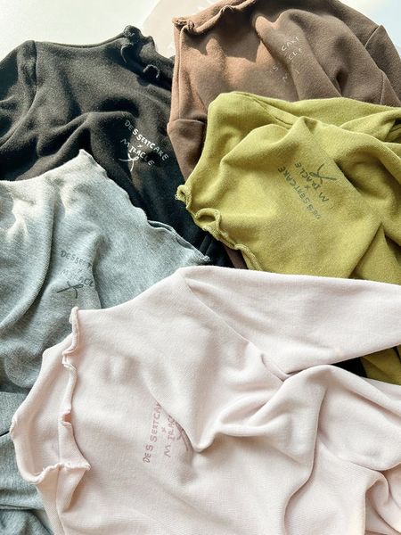 ABG10 - Áo cổ bèo AMBB vải thun giữ nhiệt in chữ bé gái size 90-170