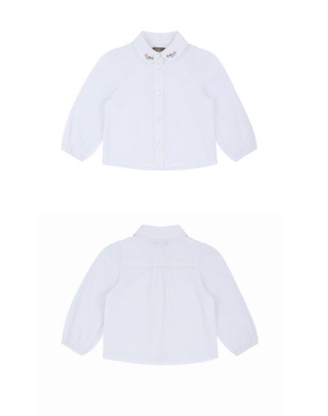 ABG41 - Áo sơ mi thô đũi Toto Heros trắng cổ sen thêu hoa hồng size 110 - 150