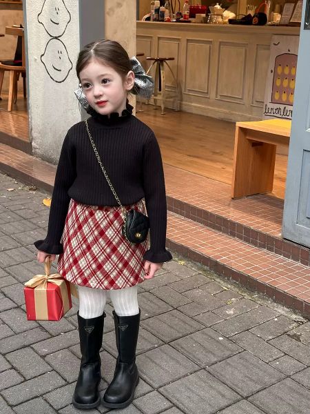 24A169 - Áo len dệt kim cho bé gái (áo chui đầu), chất liệu sợi tổng hợp size 90-160, không thương hiệu, NSX Huzhou Zhili Kujun Clothing Co., Ltd