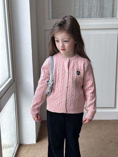 24Y159 - Cardigan len AMBB ngực thêu tim MORE nhiều màu cho bé size 90 - 170