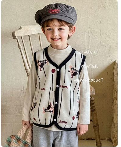 88282 - Áo gile nỉ LNX nhiều hình cho bé size 90 - 140
