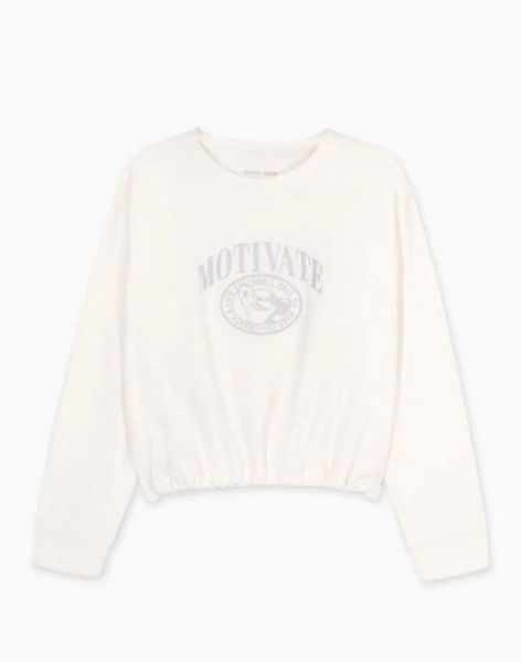 ABG29 - Áo nỉ băng lông GGJJ nhẹ ấm 2 màu trắng/ghi cho bé gái size 6-14y