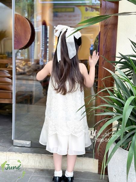 J7590 - Váy June With Love cổ yếm vải ren có lót cho bé size 1-10y
