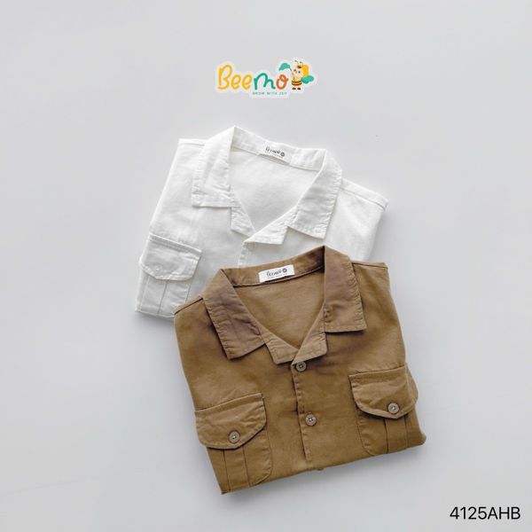 4125AHB - Áo sơ mi be vẻ Beemo 2 túi súp trước ngực size 80-130