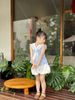 VJ145 - Set bộ June with love áo thủy thủ kẻ xanh + quần bí bé gái size 1-10y