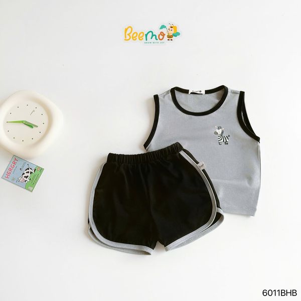 6011BHB - Bộ cotton áo tanktop phối cổ Beemo size 1-5y