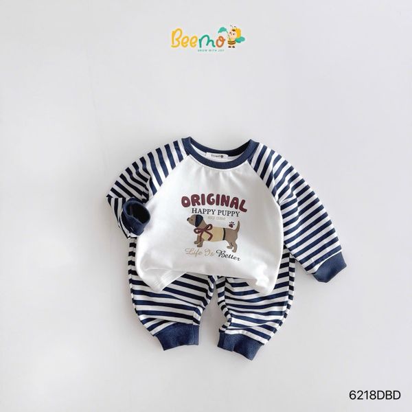 6218BDB - Bộ thun sọc Beemo Original bé trai size 1-6y