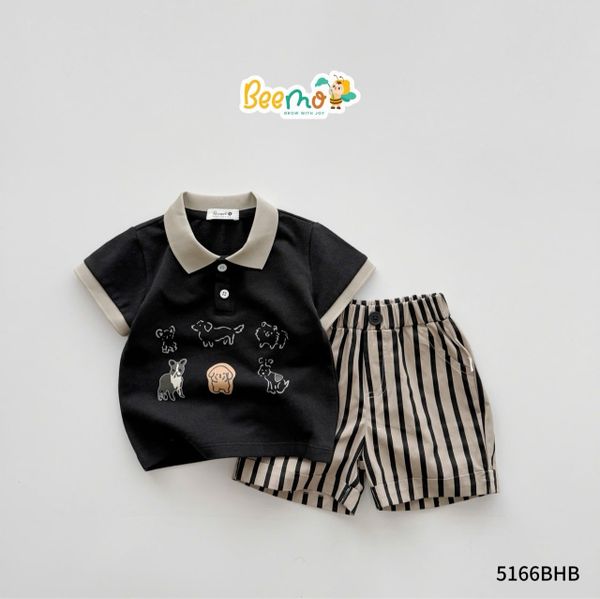 5166BHB - Bộ Beemo phối cổ quần thô size 1-6y