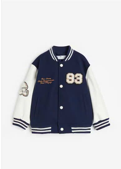 AKBT34 - Áo khoác bomber dư xịn nỉ dạ phối tay da màu navy số 93 bé trai size 2-10y