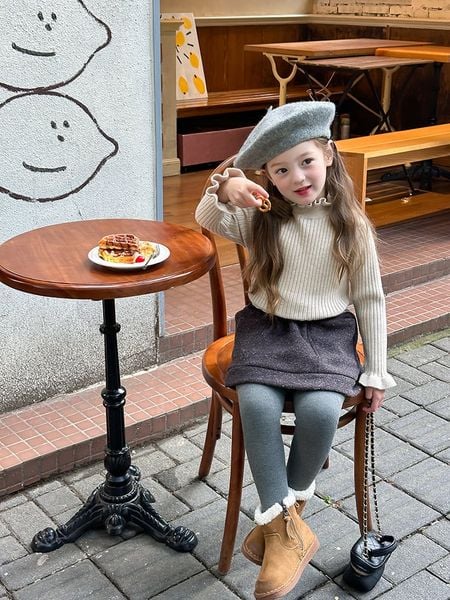 24A169 - Áo len dệt kim cho bé gái (áo chui đầu), chất liệu sợi tổng hợp size 90-160, không thương hiệu, NSX Huzhou Zhili Kujun Clothing Co., Ltd