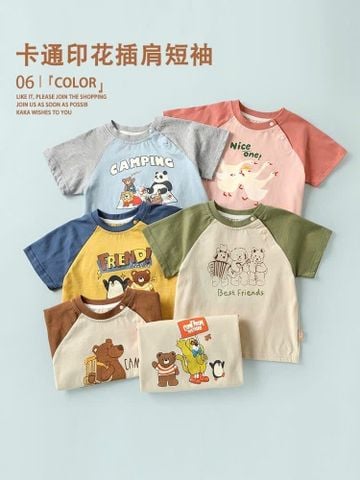 ABT37 - BM2 Áo cotton Cutepanda tay giác lăng nhiều màu cho bé size 90-120