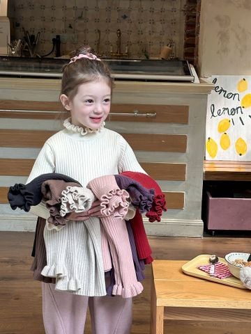 24A169 - Áo len dệt kim cho bé gái (áo chui đầu), chất liệu sợi tổng hợp size 90-160, không thương hiệu, NSX Huzhou Zhili Kujun Clothing Co., Ltd