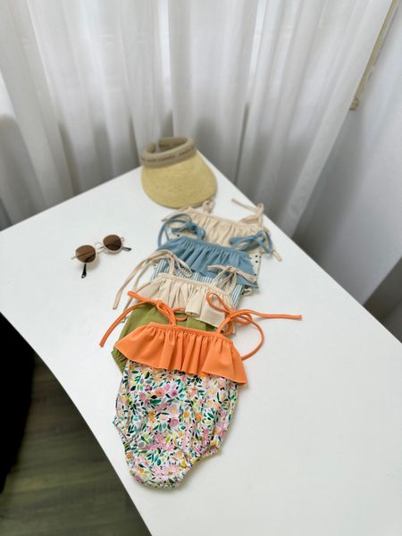 DB00050 - Bộ bơi liền Harifa buộc nơ vai bèo ngực 4 màu size 3m - 6y