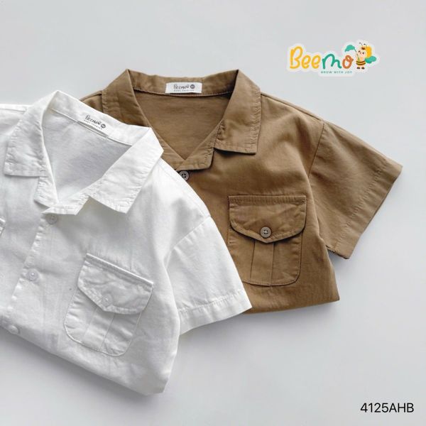 4125AHB - Áo sơ mi be vẻ Beemo 2 túi súp trước ngực size 80-130