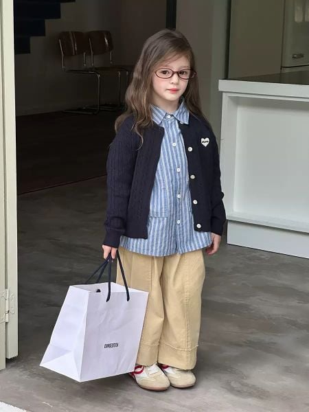 24Y159 - Cardigan len AMBB ngực thêu tim MORE nhiều màu cho bé size 90 - 170