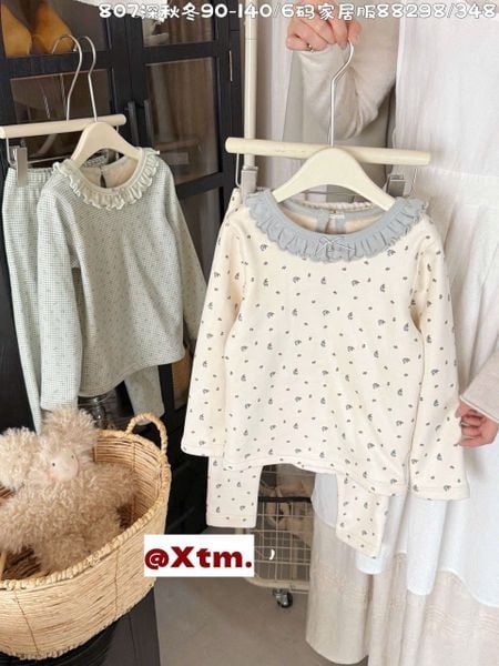 88298 - Bộ nỉ dày đại hàn LNX cổ bèo 3 mẫu Bé Gái size 90 - 140