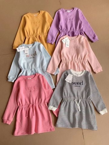 V00107 - Váy nỉ bông chun eo nhiều màu size 12m - 10y