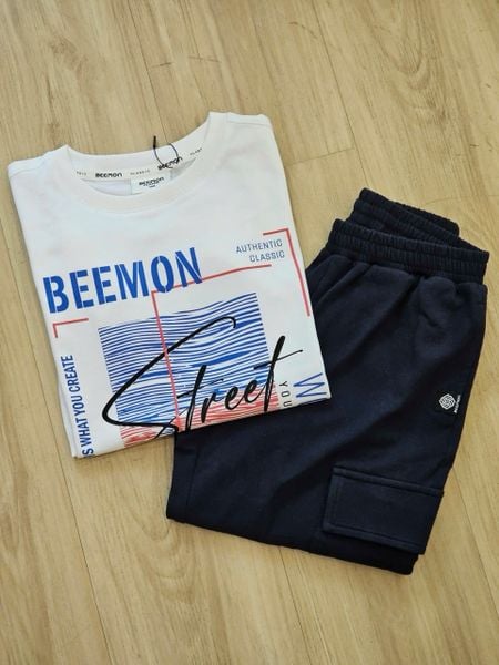 BM2606ST08 - Bộ cotton Beemon cổ tròn dài tay trẻ em size 130-170