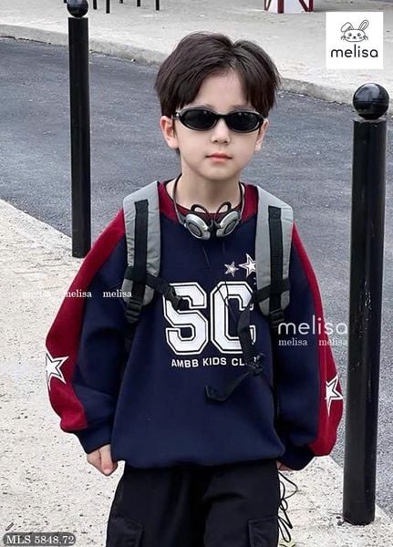 MLS 5848 - Bộ Melisa áo nỉ da cá + quần túi hộp cho bé size 2-12y