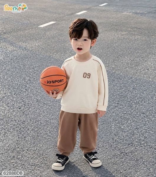 6288BDB - Bộ thun Beemo số 09 năng động 2 màu bé trai size 1-6y