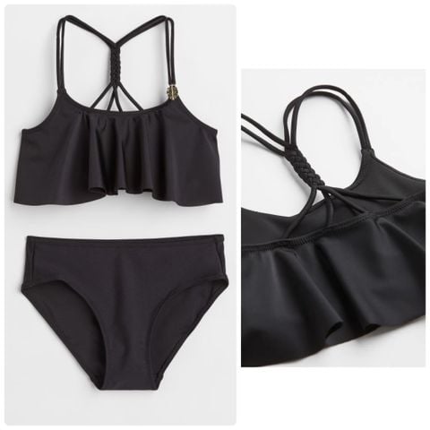 DB00011 - Bộ bơi rời màu đen bèo ngực cổ yếm size 8 - 14y+