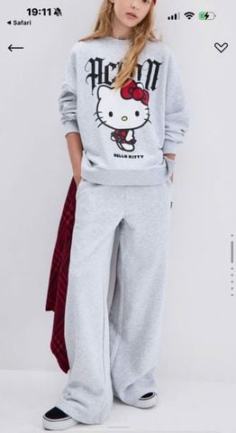 QBG17 - Quần nỉ GGJJ ống suông 2 màu ghi/đen cho bé gái size 6-14y