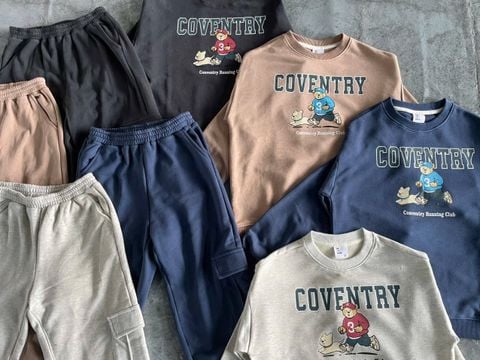 BBT03 - Bộ nỉ da cá Owley Barn hình gấu nhiều màu cho bé size 120-160