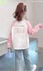M5581 - Set bộ Mia Kids áo dài tay kẻ hồng + quần jean bé gái size 2-12y