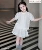 LUBCC.1803 - Bộ Luca áo sơ mi trắng + chân váy trắng ren size 2-12y