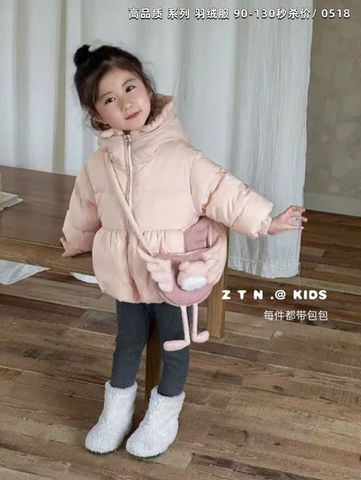 AK27 - Áo khoác phao lông vũ Enenyu Kids kèm túi cho bé gái size 90-130