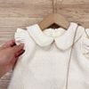 S93 Tiny Winy - Váy dạ phối tay bèo màu kem viền bèo gấu + túi nơ size 1-10y