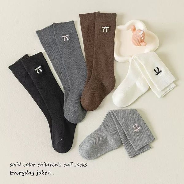 SH2511PK02 - Tất chân len đính nơ cao cỏ, chất liệu cotton + spandex, màu sắc: Trắng, đen, be, nâu, ghi, NSX Thu Truc Sock Processing Factory.