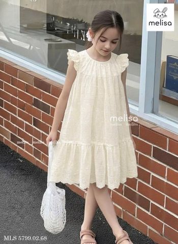 MLSDCC.5799 - Váy Melisa thô ren màu be size 1-10y