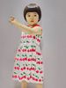 V00020 - Váy thô sát nách màu trắng cherry nơ vai đỏ size 100 - 140