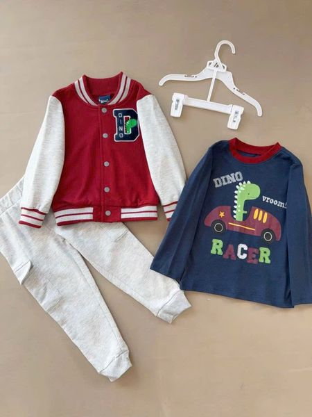 BBT13 - Set 3ct Rebels áo cotton + áo khoác bomber + quần nỉ bé trai size 2-7y