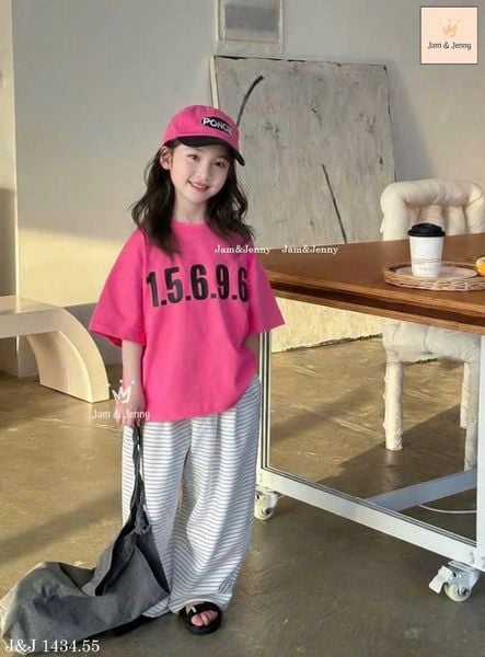 JJBCC.1434 - Bộ Jam & Jenny áo in số + quần kẻ dài size 6-12y