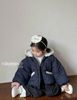 9565 - Áo khoác phao lót lông siêu nhẹ 2 màu đỏ/navy cho bé gái size 90-130