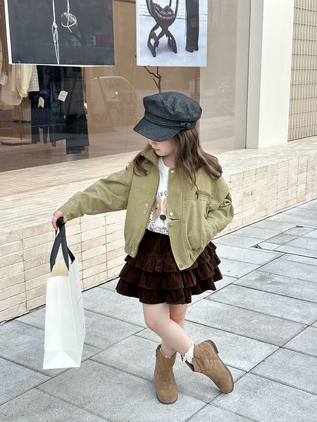 SH2512CV01 - Chân váy nhung xếp tầng thu đông cho bé gái, chất liệu nhung tăm cotton size 110-170, NSX Huzhou Zhili Kujun Clothing Co., Ltd