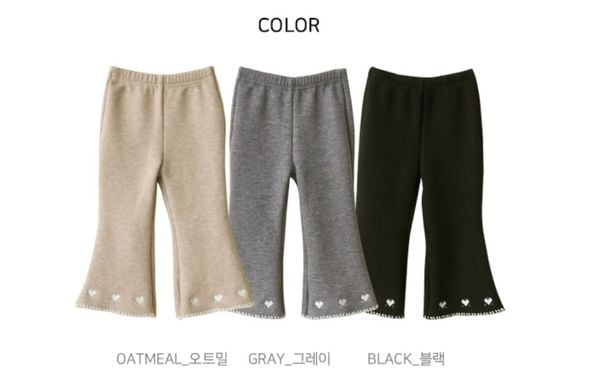 QBG03 - Quần nỉ len bebezoo ống loe thêu trái tim nhiều màu cho bé size 100-160